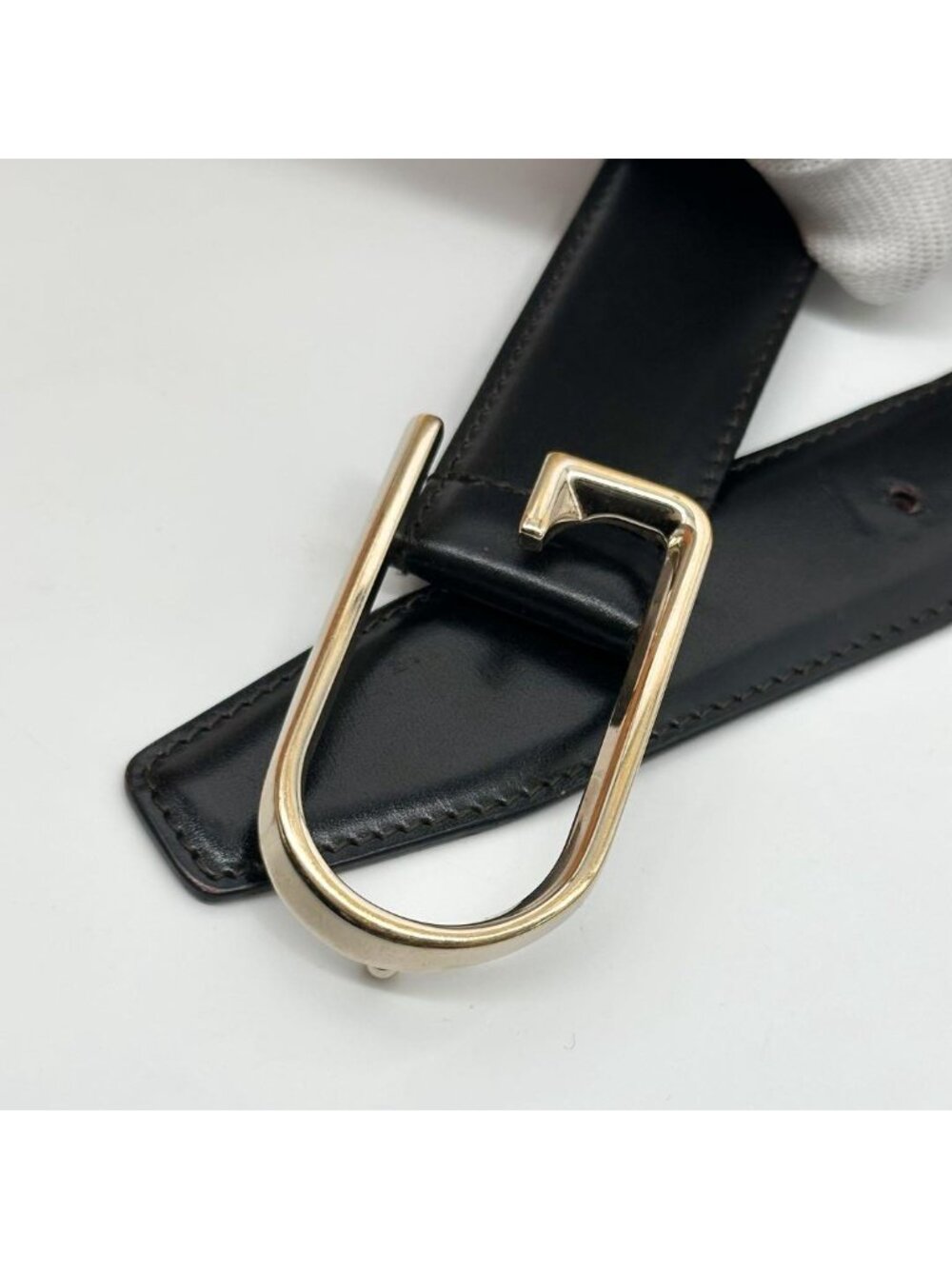 Gucci Vintage Belt Gold and Black Leather - Picture 4 of 9